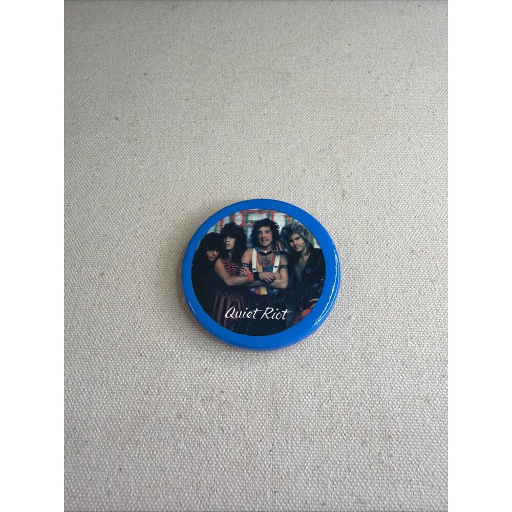 Quiet Riot '80's Round Lapel Vest Hat Bag Jacket 2" Round Pin